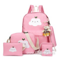 2022 Large Capacity Top Fashion Cute Cheap 5pcs Travel Canvas Backpack School Bag Set for Teenager Girls